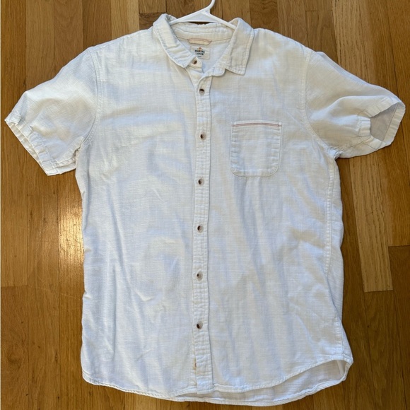 Marine Layer Men's  Stretch Selvage Short Sleeve Shirt White Button Up Marge - Picture 7 of 13